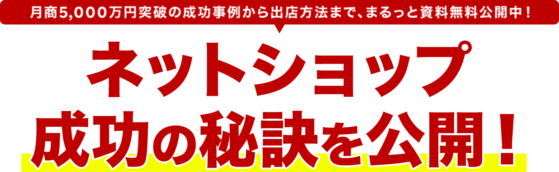 月商5,000万円突破の成功事例から出店方法まで、まるっと資料無料公開中！ネットショップ　成功の秘訣を公開！